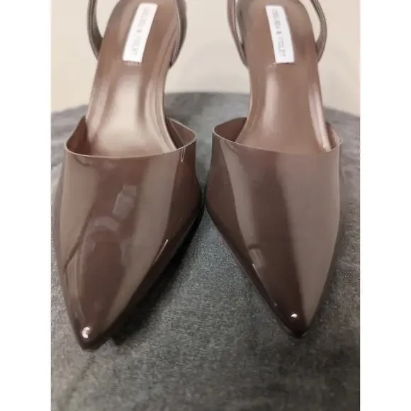 Chelsea and Violet mocha brown pointed toe kitten heels NWOT - Picture 6 of 8